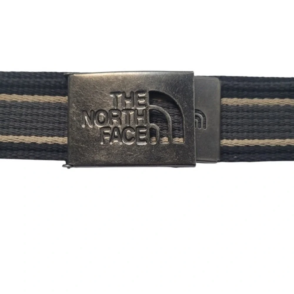 The North Face Canvas Belt Silver Buckle Striped Black Tan Accessories